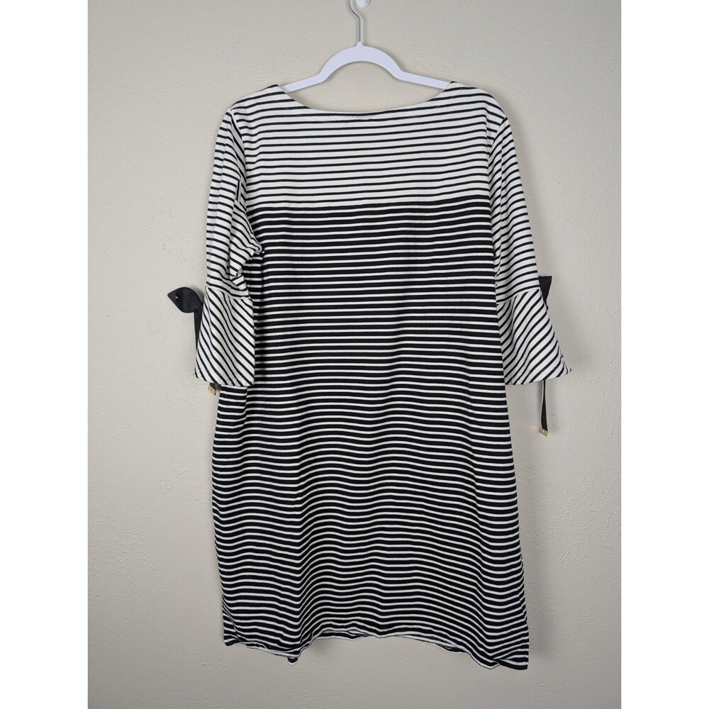 Lauren Ralph Lauren Black White Striped Dress Bow Sleeves Size 2X - Picture 5 of 7